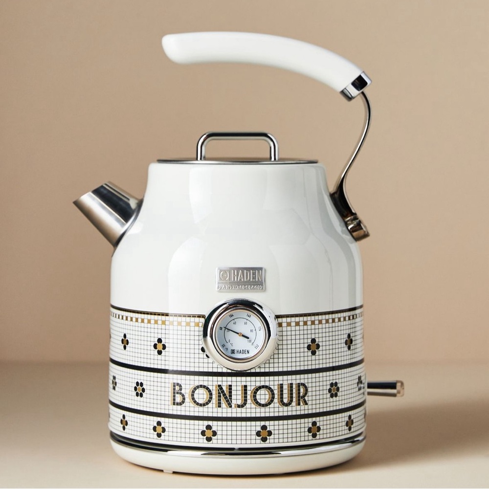 Hayden Anthropologie Bonjour White Electric Kettle NEW